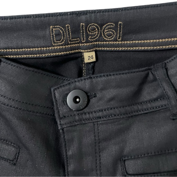 DL1961 Emma Coated Black Skinny Pants Jeans - Picture 7 of 8